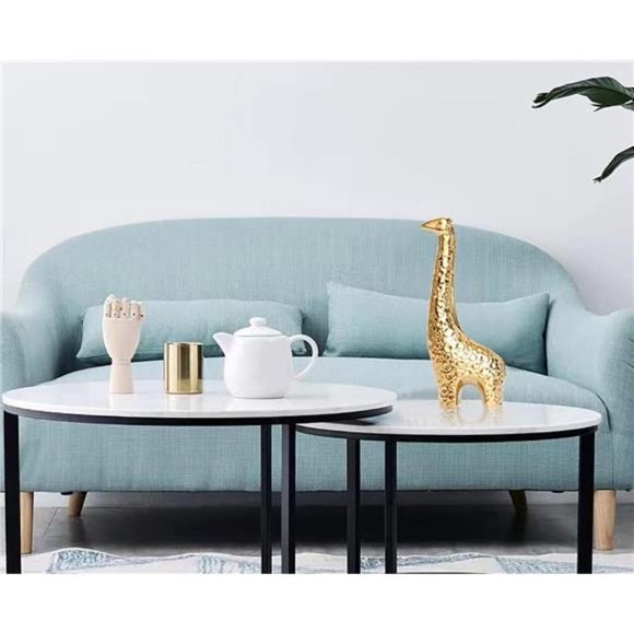 NEW - 2 Pcs Gold Home Décor Small Giraffe Statue Decorative Sculpture - Picture 6 of 7